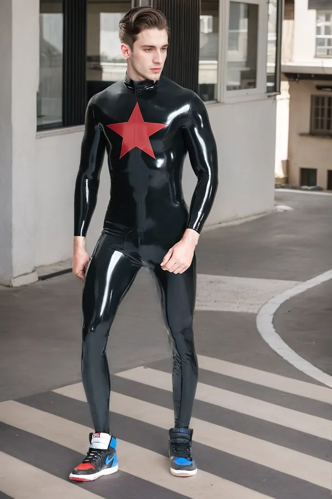 Men Latex Catsuits Tronation Black 'Double O'