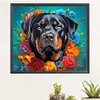 (US Local)Dog with Garland 5D DIY Full Drill Round Big Size Diamond Painting Kit Home Wall Room Decor 40x35cm