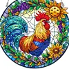 (Upgrade Size)DIY Diamond Painting Art Double Sided Effect Pendant Colorful Stained Glass Hanging Ornament Kit(Sunrise Rooster)