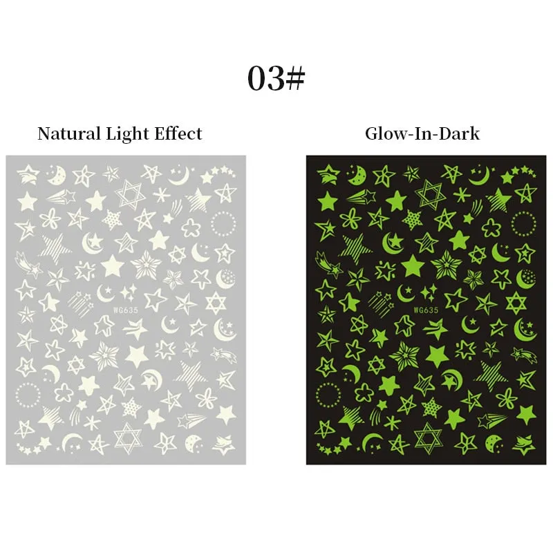 Fluorescence Halloween Skull Bone Nail Sticker Foils Musical Instrument Note Nail Art Sliders Manicures DIY Tips Decoration
