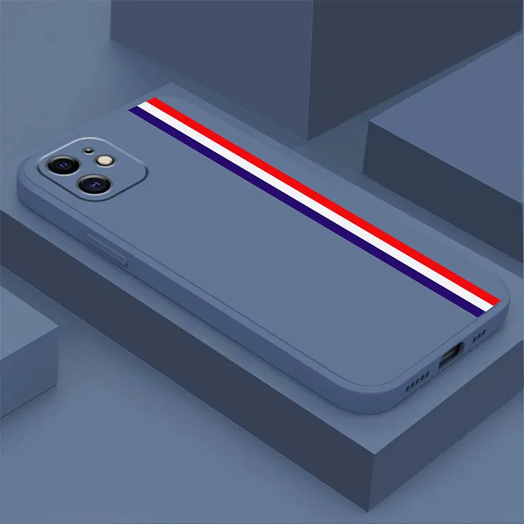 Straight Side Liquid Silicone Case For iPhone - Color Blue&White&Red