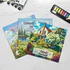 3PCS Scenery Coloring Book Set Mindfulness Art Books for Adults 
