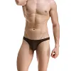 Men's Low Waist Ice Silk Solid Color Brief Panties Breathable Thin Bikini Briefs Underwear