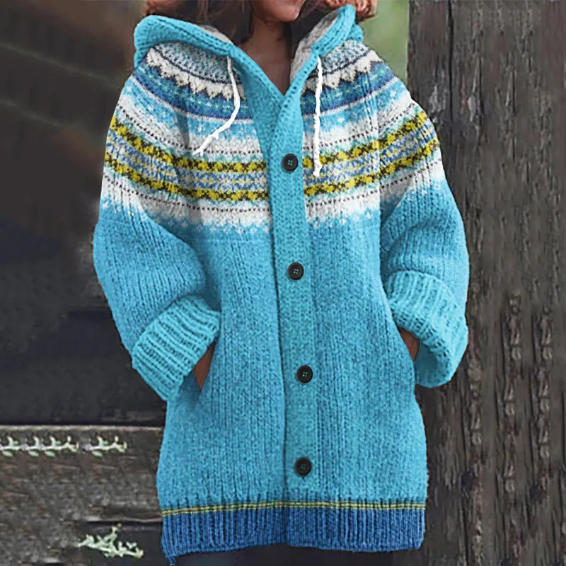 Vintage Icelandic Knitted Jacquard Warm Women's Sweater