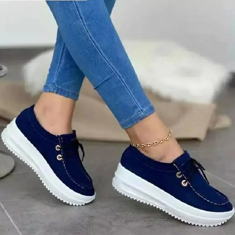 Qengg Qengg With Round Head Casual Sports Shoes Female Womens Sneakers, Suede Thick Bottom Sneakers Female