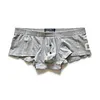 Men's sexy simple boxer briefs solid color button convex bag boxer briefs