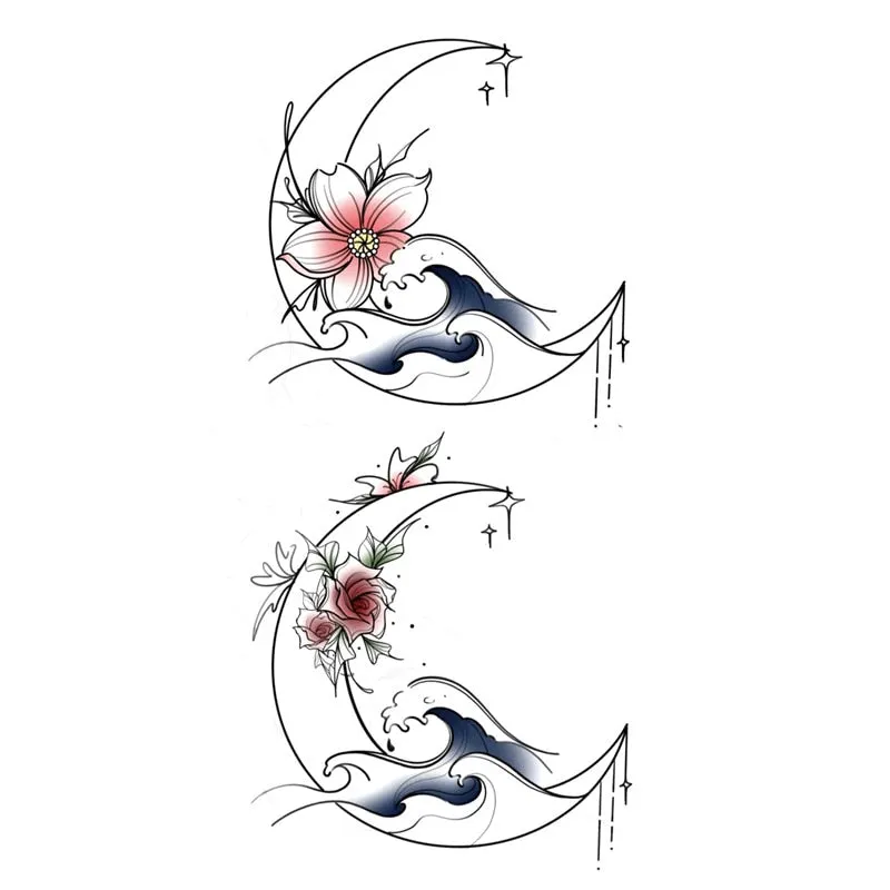 Waterproof Black Temporary Tattoo Stickers Men Women Rose Feather ankle Body Art Water Transfer Tattoos Arm Waist Finger Tatoo
