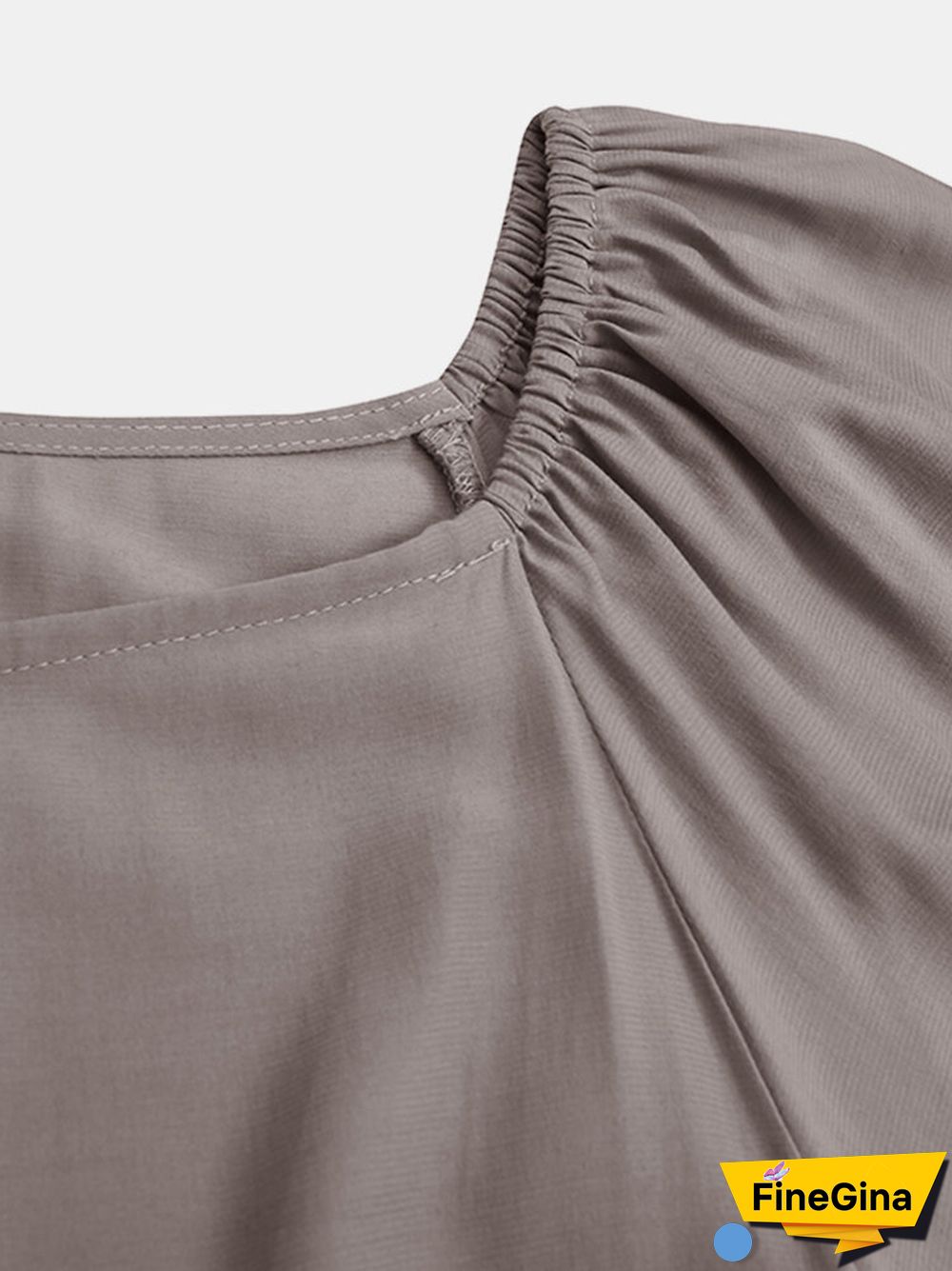 Solid Color Knotted Lantern Long Sleeve Casual Dress for Women