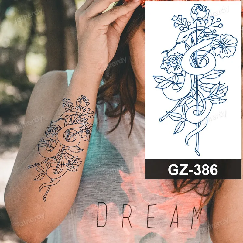 juice long lasting tatto sticker wings angel moon sun compass dragon fake tattoo waterproof transfer tatouage temporaire femme