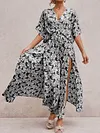 Retro Ethnic Printed Batwing Sleeves Maxi Dress