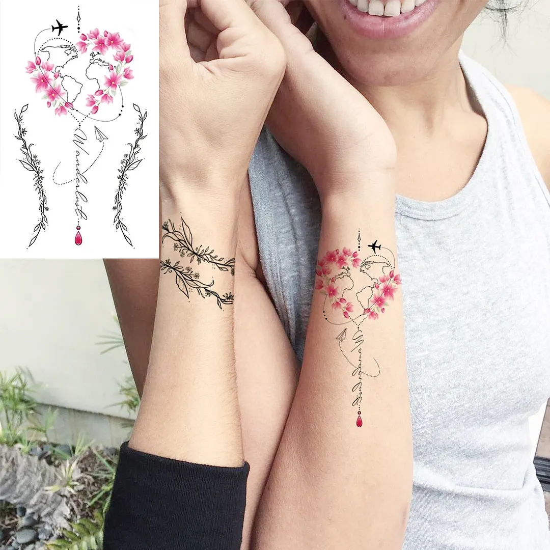 Lotus Mandala Flower Deer Sexy Temporary Tattoos For Women Neck Back Adult Geometric Tribe Fake Tattoo Body Art Waterproof Tatoo