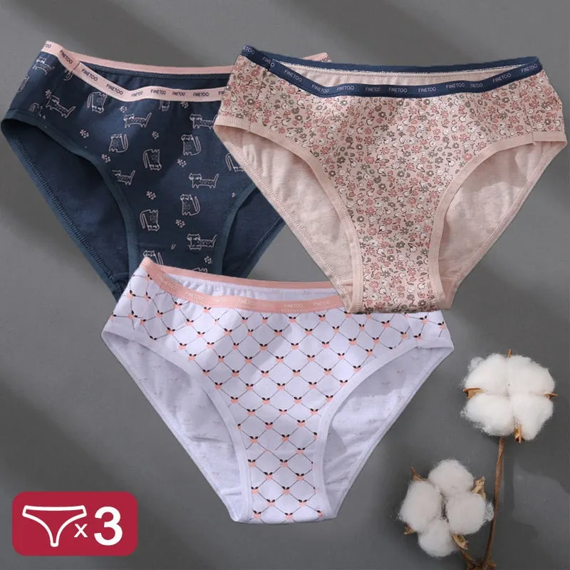 Floral Printing Panties Women Underwear Cotton Panties Set Finetoo Design Female Underpants Lingerie Sexy Pantys Briefs Intimate