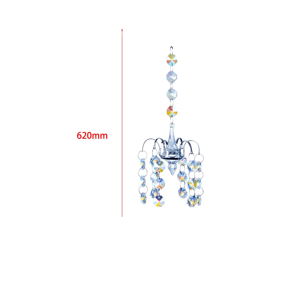 Crystal Beads Pendant Chandelier Shaped Suncatcher Hanging Prism Decor (A)