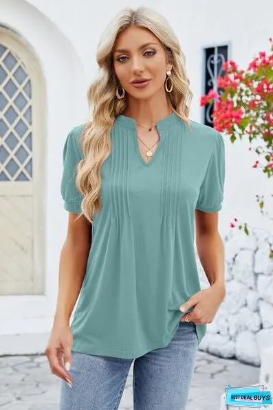 Notched Short Sleeve T-Shirt