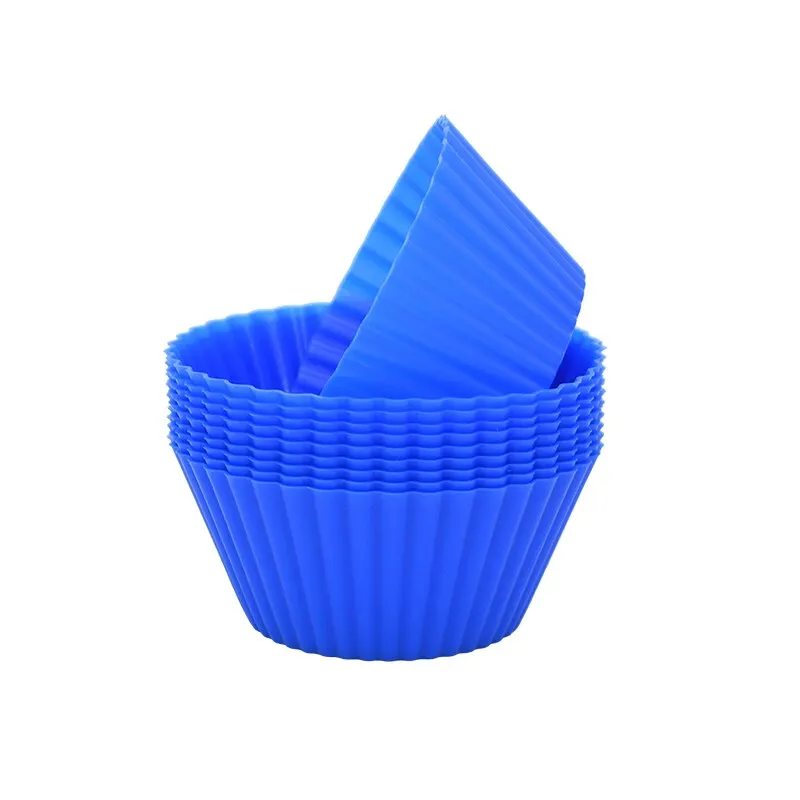 12pcs Silicone Cake Mold Round Muffin Cupcake Baking Molds Reusable DIY Cake Decorating Tools Wedding Birthday Party Decorations