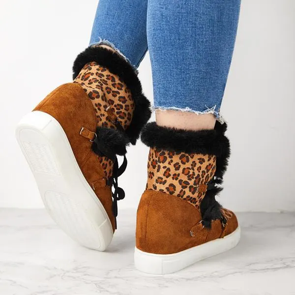 Women's Winter Warm Wedge Heel Suede Boots