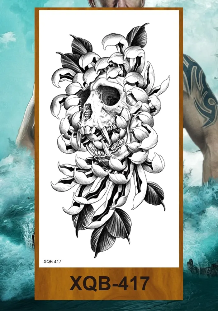 Tattoo Sticker Tribal Mighty Tiger Tatoo Men Women Africa Serengeti Lion Temporary Tattoo Black Indian Warrior Waterproof Flash