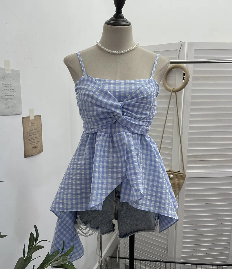 Churchf Stupid Irregular Skirt Sling Sling Sling Vest Bohemian Holiday Hottie Sleeveless Top 9223