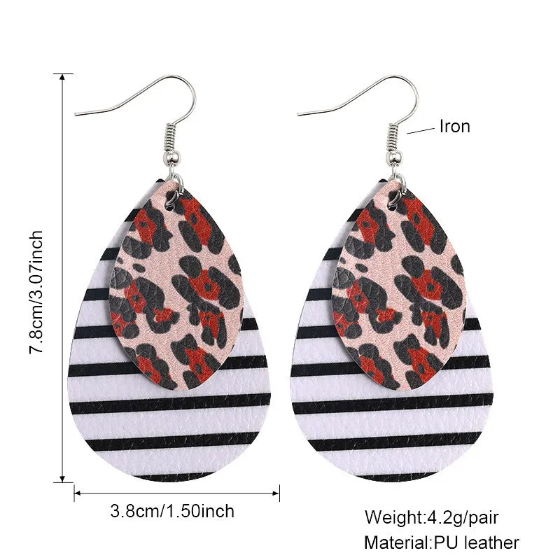 Layered Leopard and Stripe Earrings