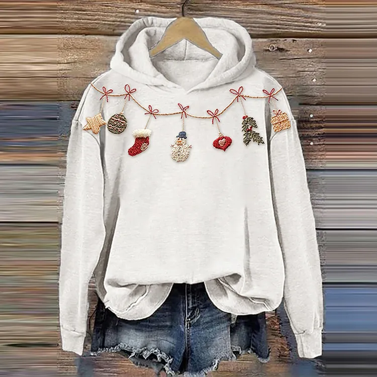 Women's Christmas Embroidery Art Casual Hoodie