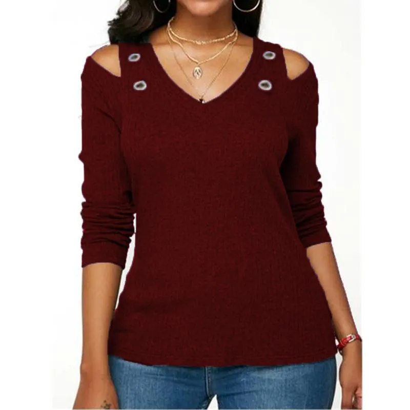 V-Neck Strapless Long-Sleeved T-Shirt Sweater