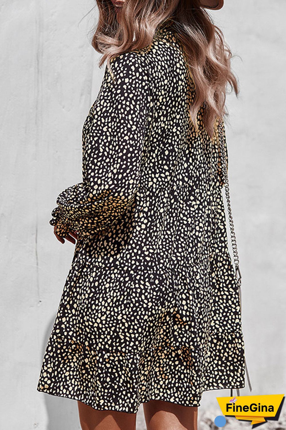Fashion Street Print Split Joint V Neck A Line Dresses