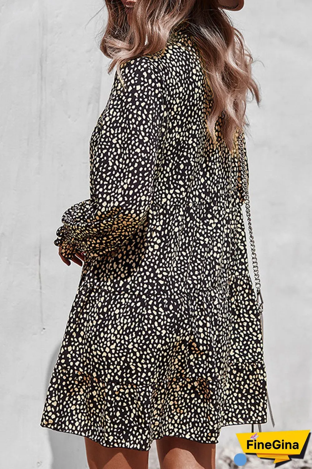 Fashion Street Print Split Joint V Neck A Line Dresses