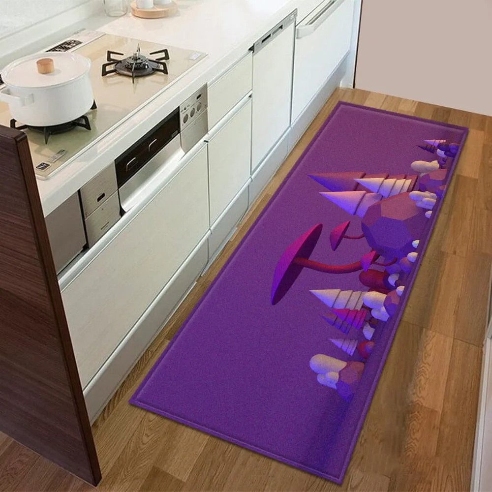 Kitchen Mat Bedroom Entrance Doormat 3D Geometric Pattern Home Floor Decoration Living Room Carpet Bathroom Non-Slip Rug