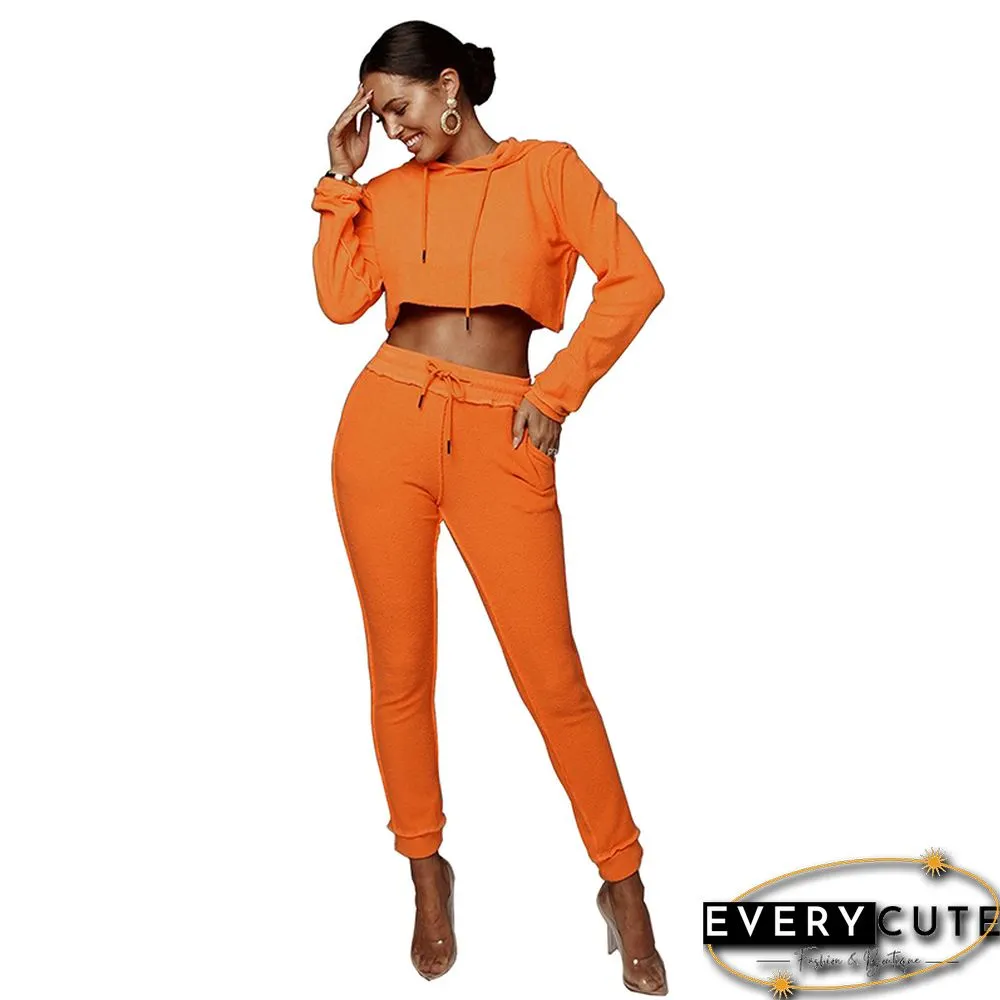 Orange Crop Hoodie with Pant Set
