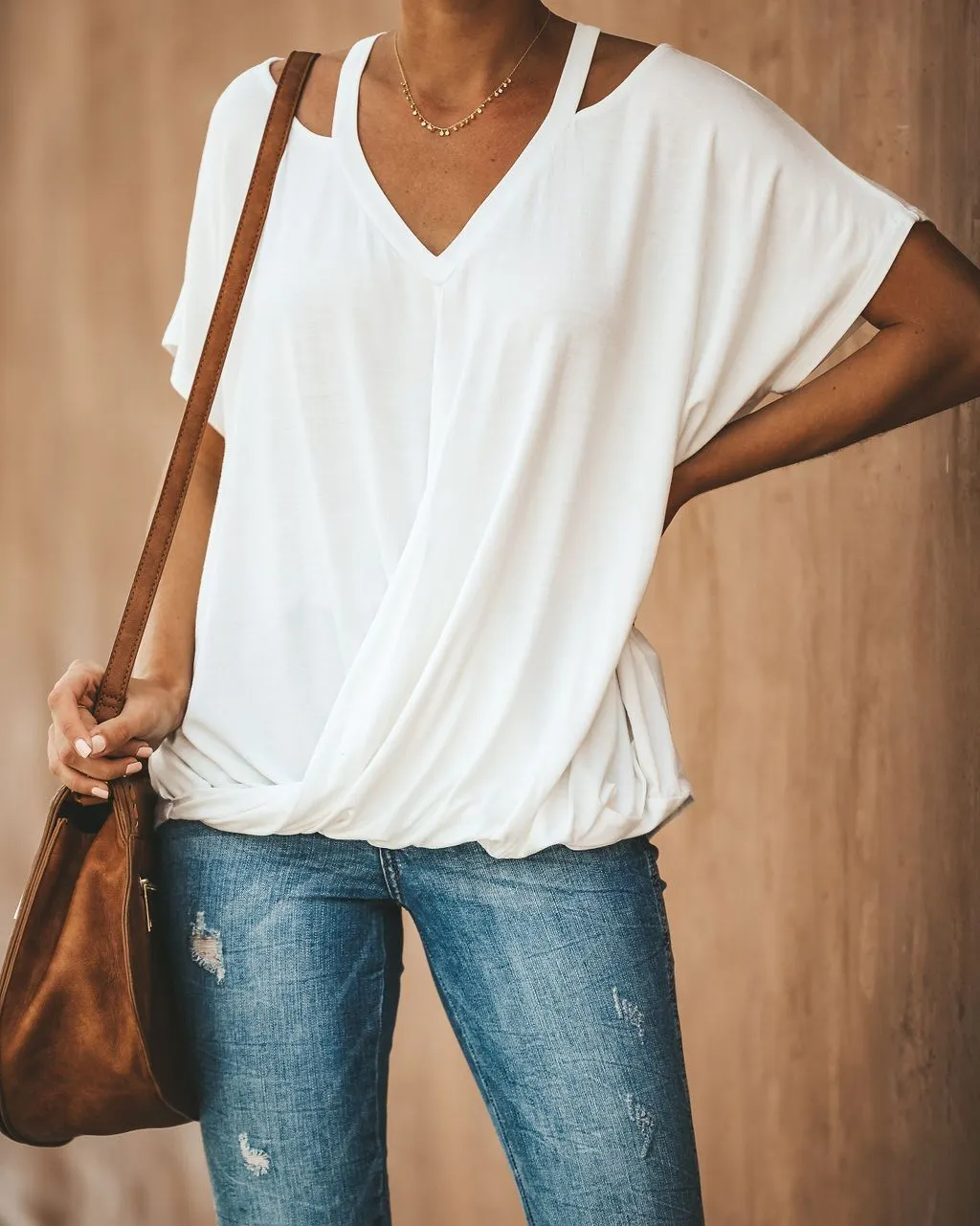 Halter Loose Solid Color T-shirt
