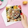 6Pcs Diamond Painting Greeting Card Heart Diamond Handmade Card for Friends
