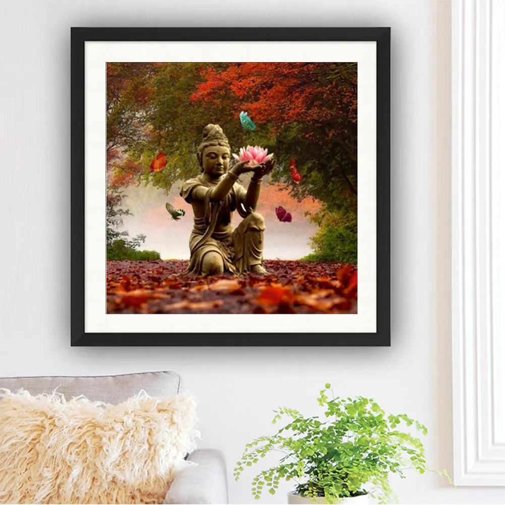 Diamond Painting - Partial Round Drill - Buddha Holding Lotus(30*30cm)