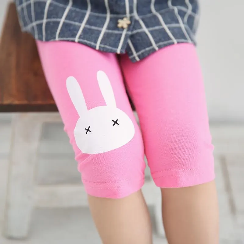 Children Cotton Leggings Summer Bottoms Rabbit Footless Girls Knee Length Pants Kids Pants Casual Trousers 2-10years