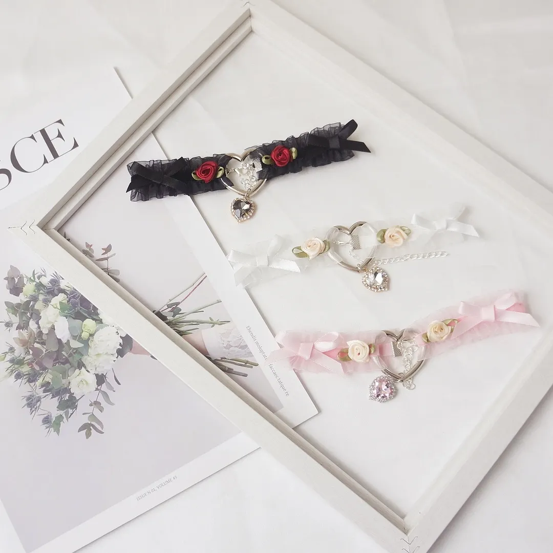 Handmade Vintage Sexy Lace Choker Diamond Gothic False Collar Statement Necklace For Women Lady Girl Cute kawaii Accessories