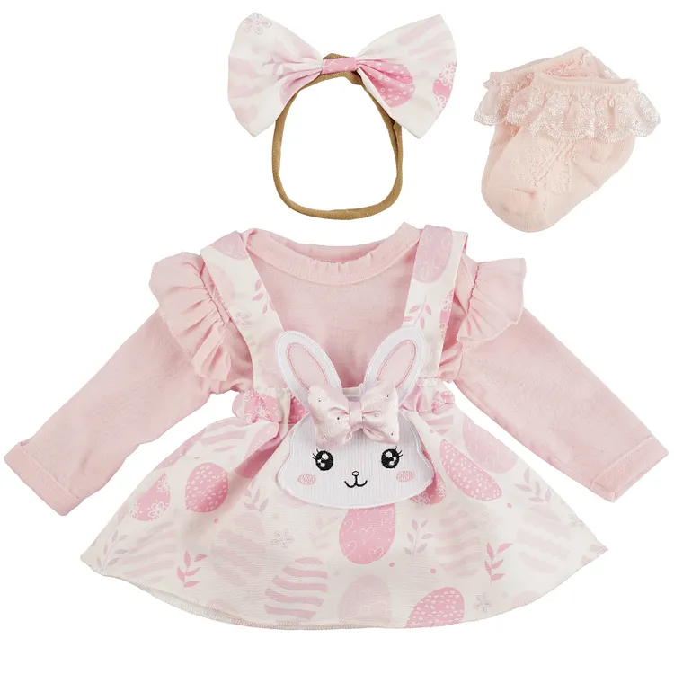 for 17"-20" Reborn Girl Baby Pink Bunny 3-Pieces Set Accessories
