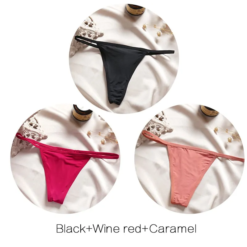 FINETOO 3Pcs/set Sexy Low-rise Thongs Women Bikini Panties T-back Underpants M-XL Female G-String Panty Ladies Thong Lingerie