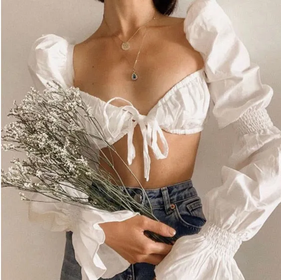 Yimunancy Off Shoulder Top Women Long Sleeve Ruffle Top 2020 Ladies White Elegant Top Party Blusas