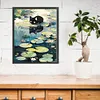 Black Cat On Lotus Leaf - 11CT Stamped Cross Stitch 40*50cm/15.75*19.69in