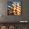 Diamond Painting -DIY Round Drill Twin Towers Under The National Flag(40*40CM)