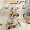 No-Drill Bathroom Suction Storage Box Reusable Multi Functional Suction Cup Shelf Detachable Transparent Storage Hanging Basket for Shampoo Conditioner Soap