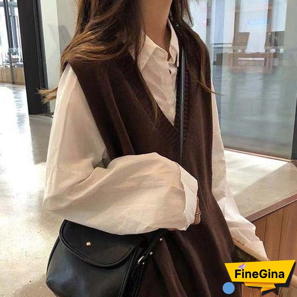 Sweater Vest Women Solid V-Neck Loose Plus Size 3Xl Simple Classic Elegant Office Ladies Vests Ulzzang Chic Leisure New Knitting