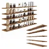 [US Local Warehouse] 5 Tier Floating Shelves Long Wooden Shelf 72x11.81in Adjustable Display Bookshelf with Heavy-Duty Bracket for Living Room Bathroom Kitchen