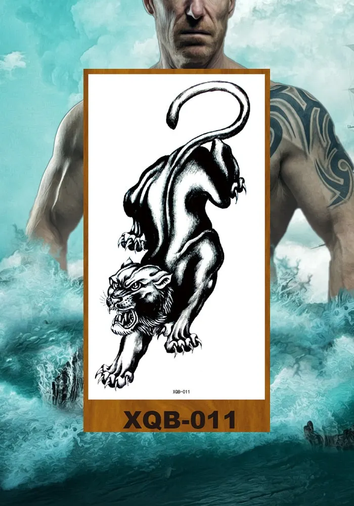 Temporary Tattoo Stickers Snake Bear Owl Fox Mermaid Tiger Wolf Lion King Men Women Girl Arm Body Chest Fake Body Leg Art Tatoo