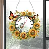 Diamond Painting Acrylic Sunflower Butterfly Clock for Home Wall Decor