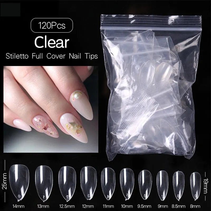120Pcs False Full Nail Tips Quick Building Mold Tips Nail Dual Forms Finger Extension Nail Art UV extension Easy Find Nail Tools-Nail Inspo