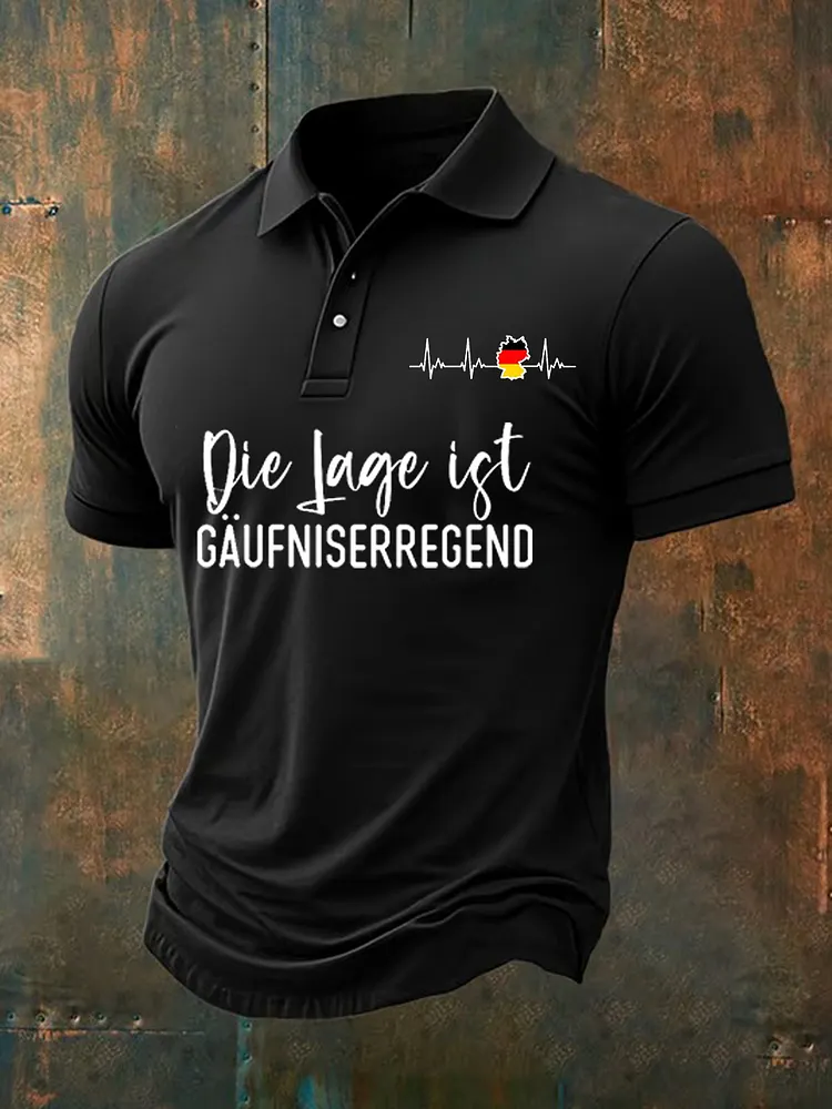 Men's Die Lage Ist Gaufniserregend Print Short-sleeved Hemd und Shorts Shirt