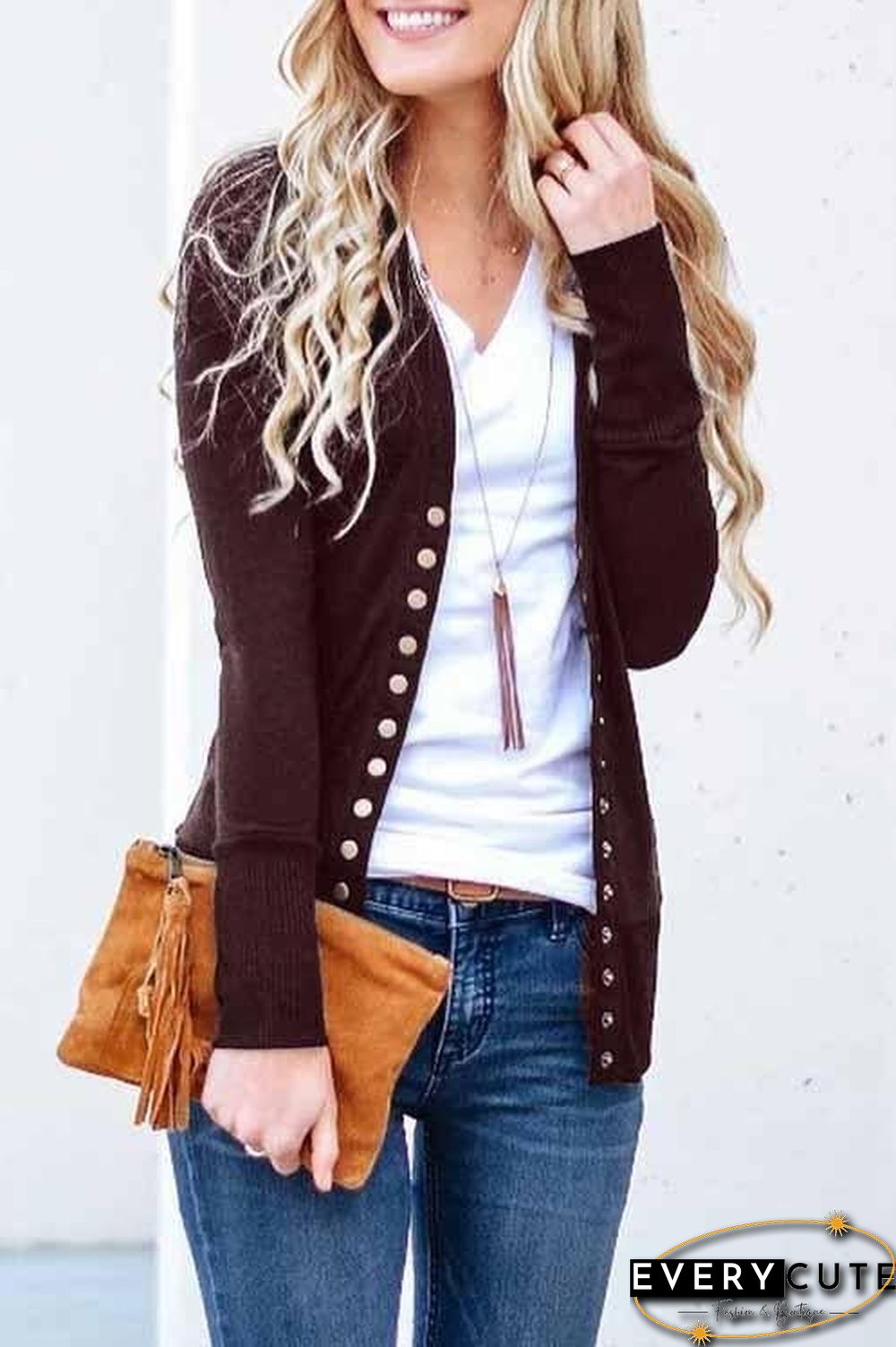 Long Sleeves Buttons Design Cardigan Tops(7 Colors)
