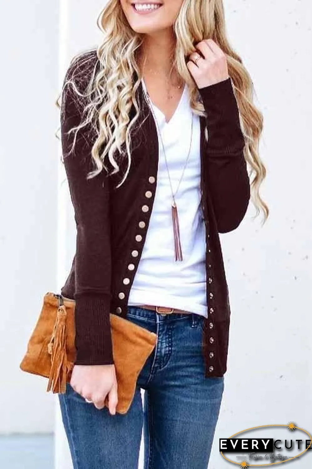 Long Sleeves Buttons Design Cardigan Tops(7 Colors)