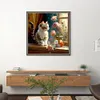 Cats And Flowers On Windowsill- 18CT Stamped Cross Stitch 30*30cm/11.81*11.81in