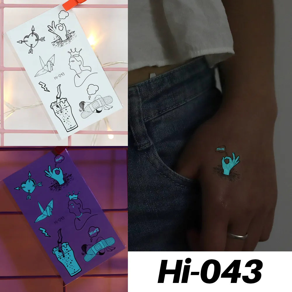 Sdrawing Luminous Tattoo Hand Finger Starry Star Universe for Kids Fake Tattoo Glowing In Dark Waterproof Temporary Tattoo Stickers